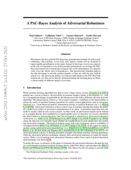 A PAC-Bayes Analysis of Adversarial Robustness