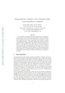 Nonparametric adaptive active learning under local smoothness condition