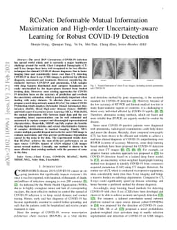 RCoNet: Deformable Mutual Information Maximization and High-order
  Uncertainty-aware Learning for Robust COVID-19 Detection