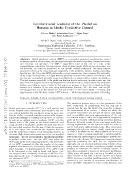 Reinforcement Learning of the Prediction Horizon in Model Predictive
  Control