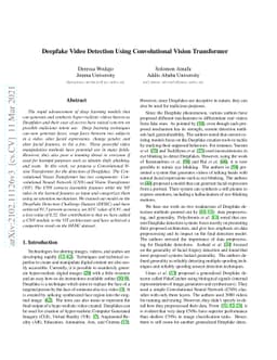 Deepfake Video Detection Using Convolutional Vision Transformer