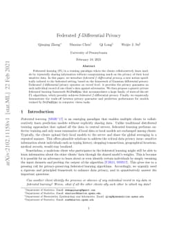 Federated $f$-Differential Privacy