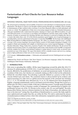 Factorization of Fact-Checks for Low Resource Indian Languages