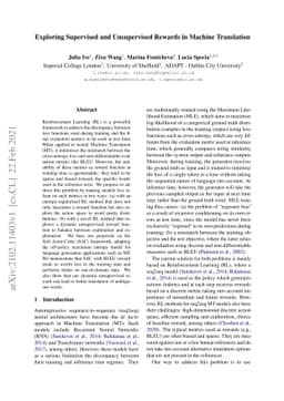 Exploring Supervised and Unsupervised Rewards in Machine Translation