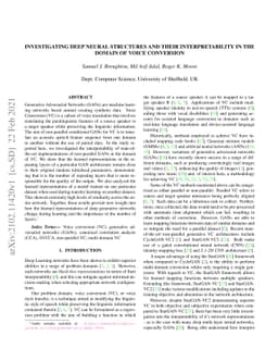 Investigating Deep Neural Structures and their Interpretability in the
  Domain of Voice Conversion