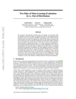 Two Sides of Meta-Learning Evaluation: In vs. Out of Distribution