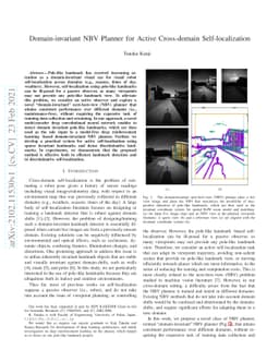 Domain-invariant NBV Planner for Active Cross-domain Self-localization