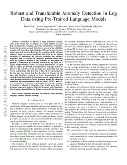Robust and Transferable Anomaly Detection in Log Data using Pre-Trained
  Language Models