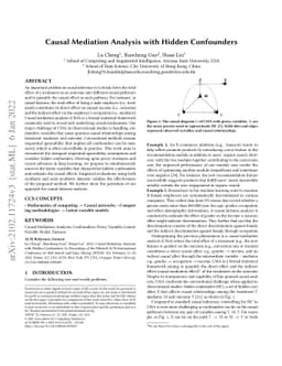 Causal Mediation Analysis with Hidden Confounders