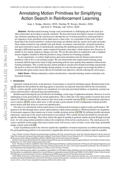 Annotating Motion Primitives for Simplifying Action Search in
  Reinforcement Learning