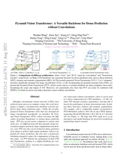 Pyramid Vision Transformer: A Versatile Backbone for Dense Prediction
  without Convolutions