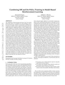 Combining Off and On-Policy Training in Model-Based Reinforcement
  Learning