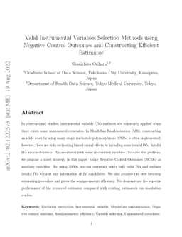 Valid Instrumental Variables Selection Methods using Negative Control
  Outcomes and Constructing Efficient Estimator