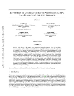 Estimation of Continuous Blood Pressure from PPG via a Federated
  Learning Approach