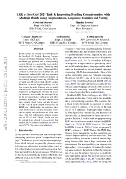 LRG at SemEval-2021 Task 4: Improving Reading Comprehension with
  Abstract Words using Augmentation, Linguistic Features and Voting