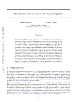 Classification with abstention but without disparities