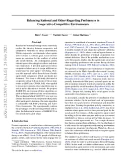 Balancing Rational and Other-Regarding Preferences in
  Cooperative-Competitive Environments