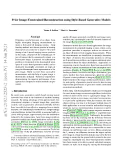 Prior Image-Constrained Reconstruction using Style-Based Generative
  Models
