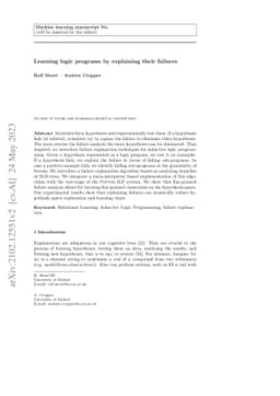 Learning logic programs by explaining their failures