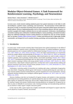 Modular Object-Oriented Games: A Task Framework for Reinforcement
  Learning, Psychology, and Neuroscience