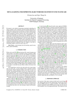 Meta-Learning for improving rare word recognition in end-to-end ASR