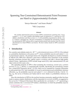 Spanning Tree Constrained Determinantal Point Processes are Hard to
  (Approximately) Evaluate