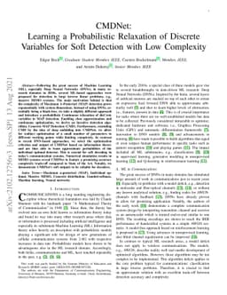 CMDNet: Learning a Probabilistic Relaxation of Discrete Variables for
  Soft Detection with Low Complexity
