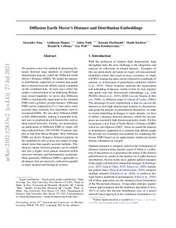 Diffusion Earth Mover's Distance and Distribution Embeddings
