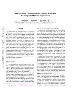 FASA: Feature Augmentation and Sampling Adaptation for Long-Tailed
  Instance Segmentation