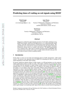 Predicting times of waiting on red signals using BERT