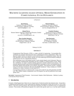 Machine Learning-Based Optimal Mesh Generation in Computational Fluid
  Dynamics