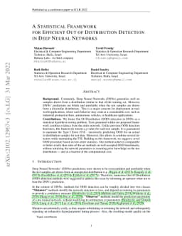A statistical framework for efficient out of distribution detection in
  deep neural networks
