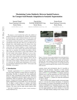 Maximizing Cosine Similarity Between Spatial Features for Unsupervised
  Domain Adaptation in Semantic Segmentation