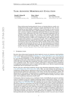 Task-Agnostic Morphology Evolution