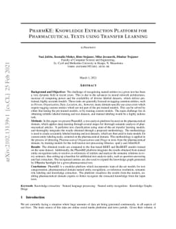 PharmKE: Knowledge Extraction Platform for Pharmaceutical Texts using
  Transfer Learning