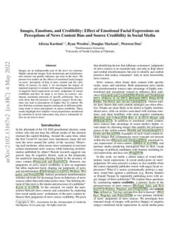 Images, Emotions, and Credibility: Effect of Emotional Facial Images on
  Perceptions of News Content Bias and Source Credibility in Social Media