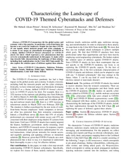 Characterizing the Landscape of COVID-19 Themed Cyberattacks and
  Defenses