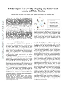 Robot Navigation in a Crowd by Integrating Deep Reinforcement Learning
  and Online Planning
