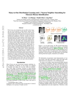 Many-to-One Distribution Learning and K-Nearest Neighbor Smoothing for
  Thoracic Disease Identification