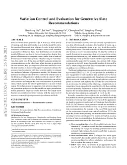 Variation Control and Evaluation for Generative SlateRecommendations