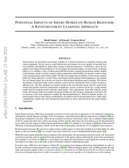 Potential Impacts of Smart Homes on Human Behavior: A Reinforcement
  Learning Approach