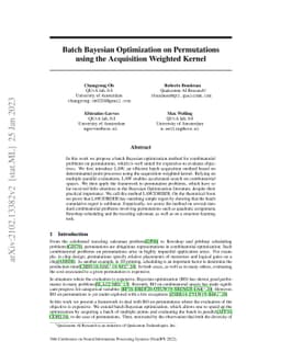 Batch Bayesian Optimization on Permutations using the Acquisition
  Weighted Kernel