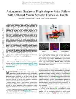Autonomous Quadrotor Flight despite Rotor Failure with Onboard Vision
  Sensors: Frames vs. Events