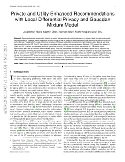 Private and Utility Enhanced Recommendations with Local Differential
  Privacy and Gaussian Mixture Model
