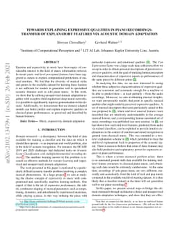 Towards Explaining Expressive Qualities in Piano Recordings: Transfer of
  Explanatory Features via Acoustic Domain Adaptation