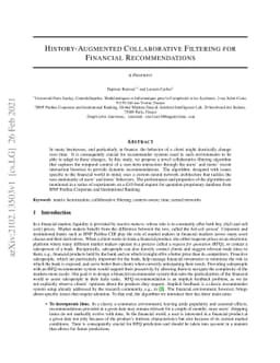 History-Augmented Collaborative Filtering for Financial Recommendations