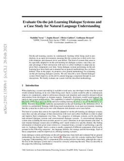 Evaluate On-the-job Learning Dialogue Systems and a Case Study for
  Natural Language Understanding