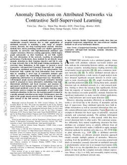 Anomaly Detection on Attributed Networks via Contrastive Self-Supervised
  Learning