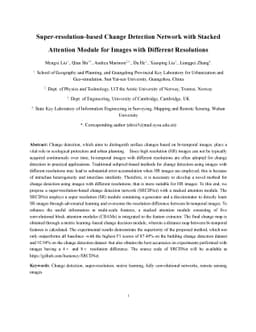 Super-resolution-based Change Detection Network with Stacked Attention
  Module for Images with Different Resolutions