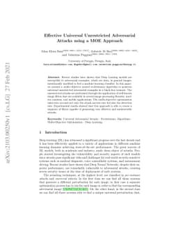 Effective Universal Unrestricted Adversarial Attacks using a MOE
  Approach